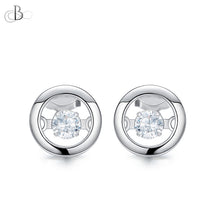 Cargar imagen en el visor de la galería, Aretes aro de plata con cristal danzante Swarovski