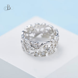Anillo de plata brillante con cristales Swarovski