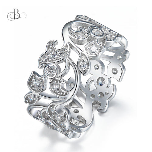 Anillo de plata brillante con cristales Swarovski