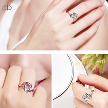 Cargar imagen en el visor de la galería, Anillo de plata solitario con cristal Swarovski