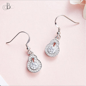 Aretes de plata punto de luz colgante con zirconia y cristales Swarovski