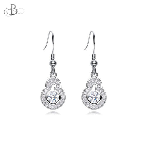 Aretes de plata punto de luz colgante con zirconia y cristales Swarovski