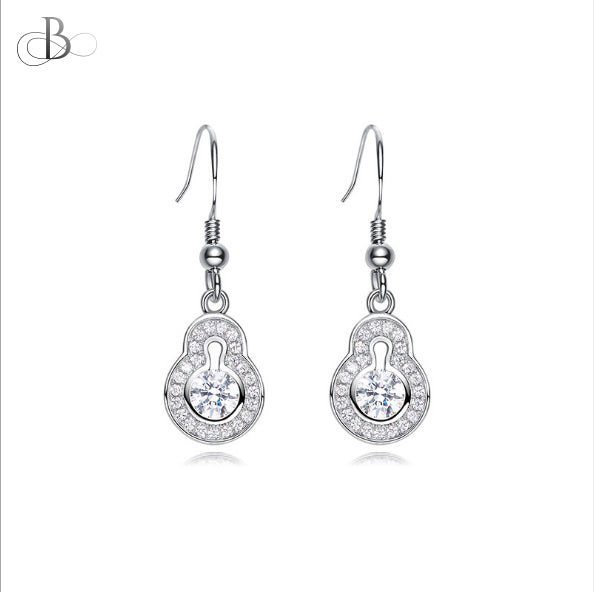 Aretes de plata punto de luz colgante con zirconia y cristales Swarovski
