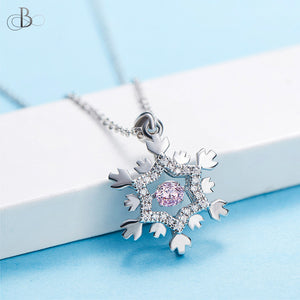 Collar de plata copo de nieve con zirconia danzante y cristales Swarovski