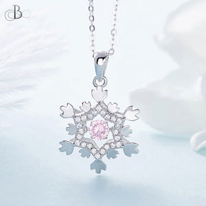 Collar de plata copo de nieve con zirconia danzante y cristales Swarovski