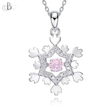 Cargar imagen en el visor de la galería, Collar de plata copo de nieve con zirconia danzante y cristales Swarovski