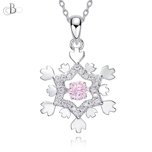 Collar de plata copo de nieve con zirconia danzante y cristales Swarovski
