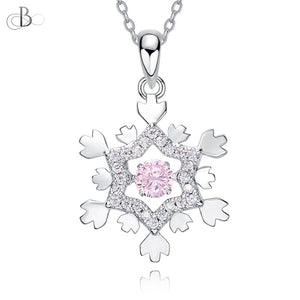 Collar de plata copo de nieve con zirconia danzante y cristales Swarovski