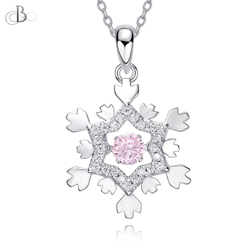 Collar de plata copo de nieve con zirconia danzante y cristales Swarovski
