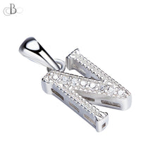 Cargar imagen en el visor de la galería, Collar de letras brillantes con cristales Swarovski de plata