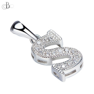 Collar de letras brillantes con cristales Swarovski de plata