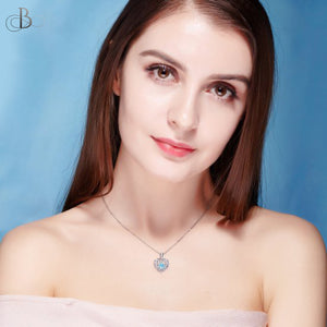 Collar de plata corazón con zirconia danzante y cristales Swarovski