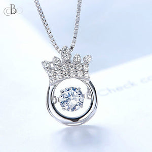 Collar de plata corona con zirconia danzante y cristales Swarovski