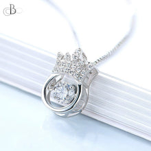 Cargar imagen en el visor de la galería, Collar de plata corona con zirconia danzante y cristales Swarovski