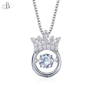 Collar de plata corona con zirconia danzante y cristales Swarovski