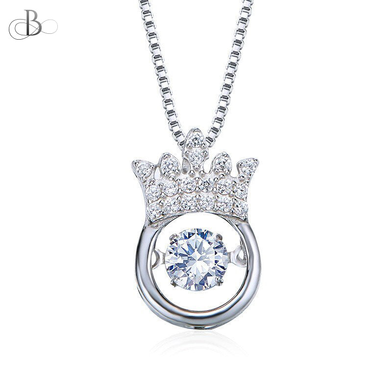 Collar de plata corona con zirconia danzante y cristales Swarovski