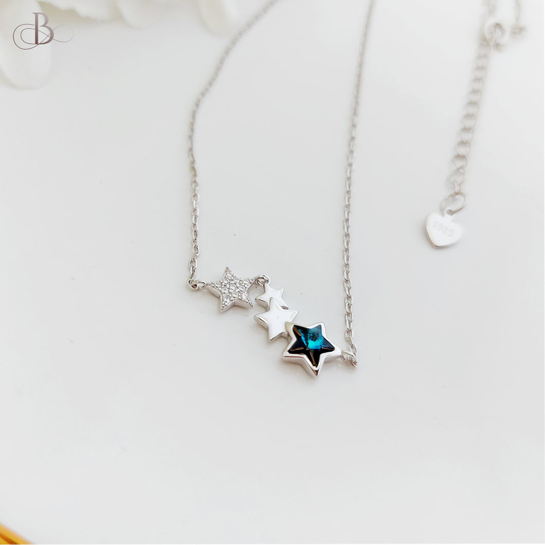 Collar de plata estrellas unidas, con cristales Swarovski