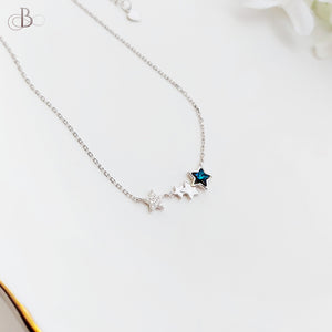 Collar de plata estrellas unidas, con cristales Swarovski