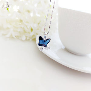Collar de plata mariposas unidas con cristales Swarovski